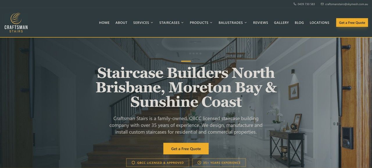 Craftsman Stairs website - Desktop view