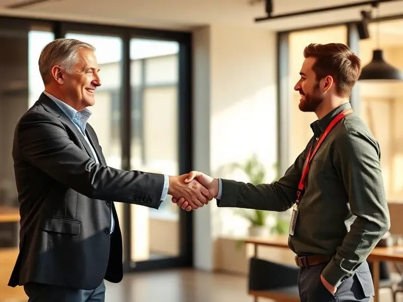 Business owner meeting with web developer to discuss a custom website project