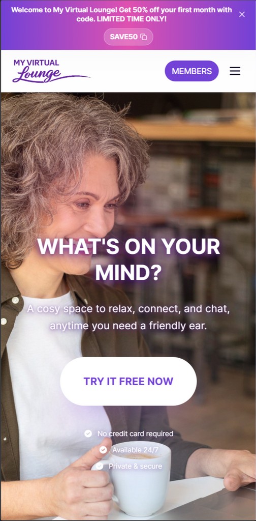 My Virtual Lounge — Web Application project by Custom Web Creations - Mobile view