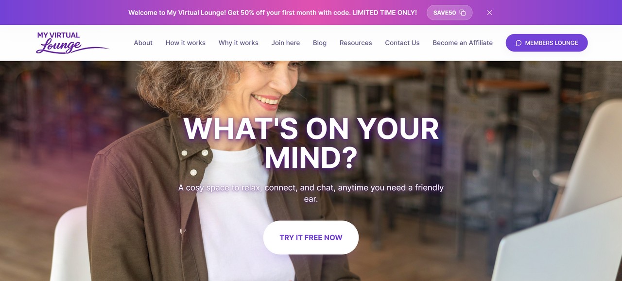 My Virtual Lounge — Web Application project by Custom Web Creations - Desktop view