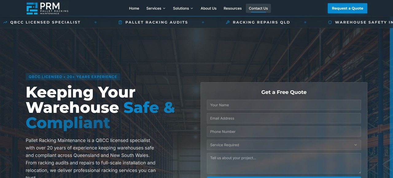 Pallet Racking Maintenance - Desktop view