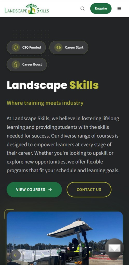 Landscape Skills — Web Design project for Tradies - Mobile view