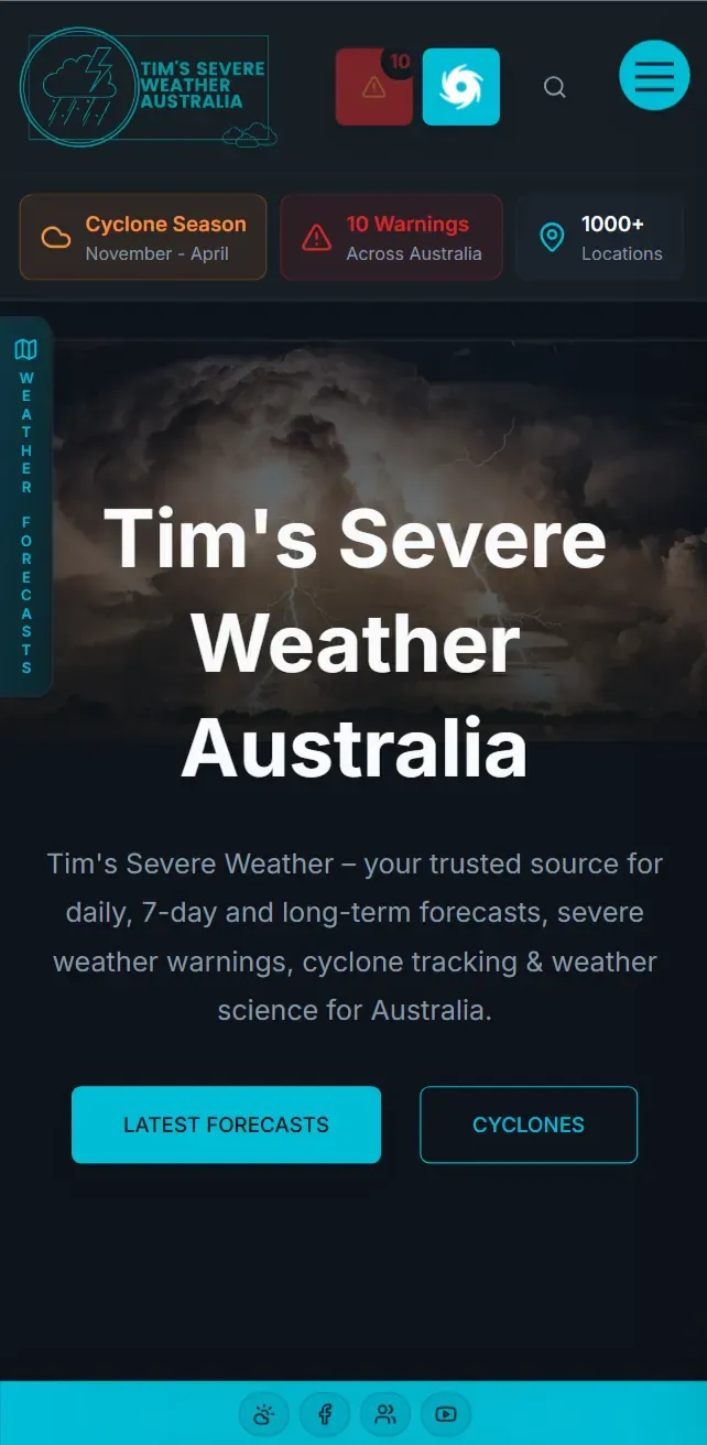 Tim's Severe Weather Australia website - Mobile view