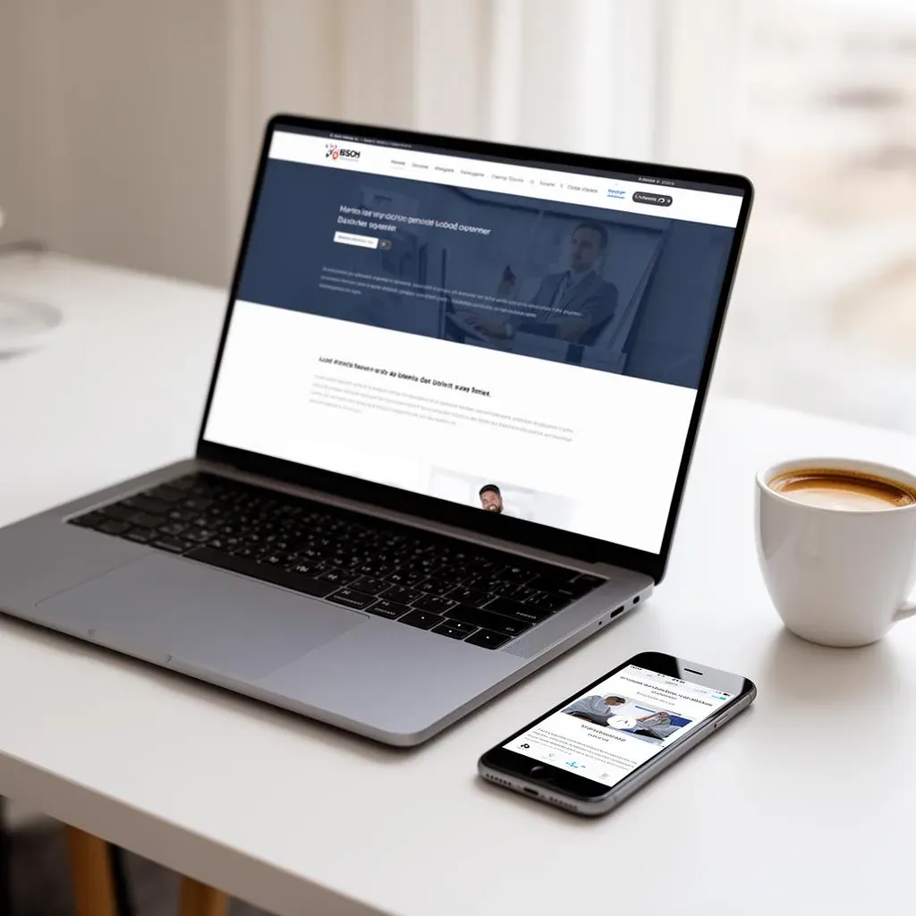 Professional business website displayed on laptop and phone