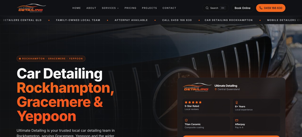 Ultimate Detailing — Web Design project by Custom Web Creations - Desktop view