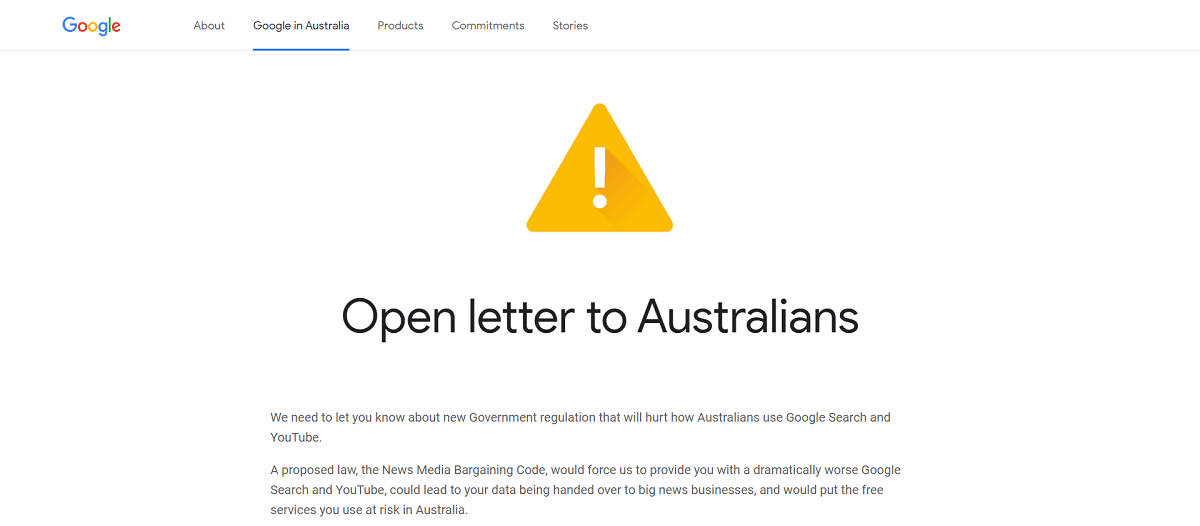 googles open letter to australians